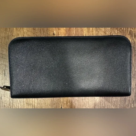 Saint Laurent Black Pebbled Leather Long Zippy Wallet - Full Inclusion - Picture 4 of 14